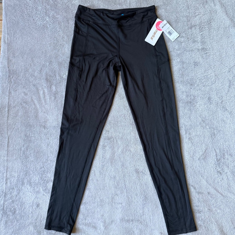Marika Womens Black Cell Phone Pocket Athletic Leggings Style 42288BK-FM L 14/16